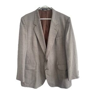 Austin Manor Men's 46R Blazer Sport Coat 2 Button‎ Tan Brown Windowpane